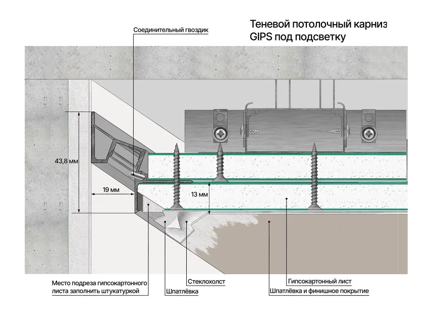 Теневой потолочный профиль Laconistiq Gips черный цена