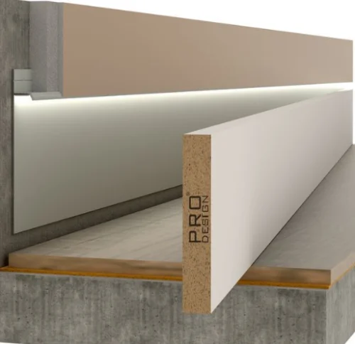 Вставка МДФ для скрытого плинтуса Pro Design высотой до 200 мм грунт под покраску цена