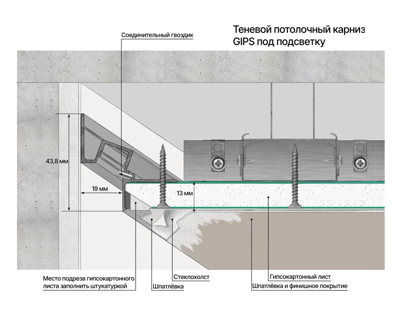 Теневой потолочный профиль Laconistiq Gips черный цена