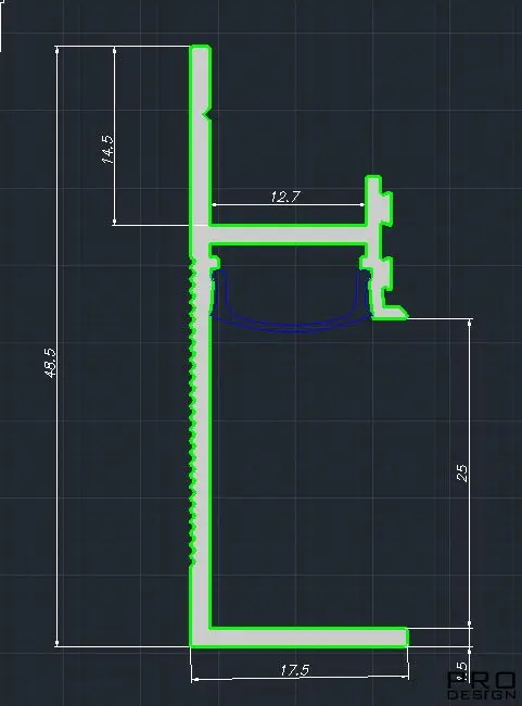 Теневой плинтус скрытого монтажа Pro Design 7210 A с пяточкой анодированный купить