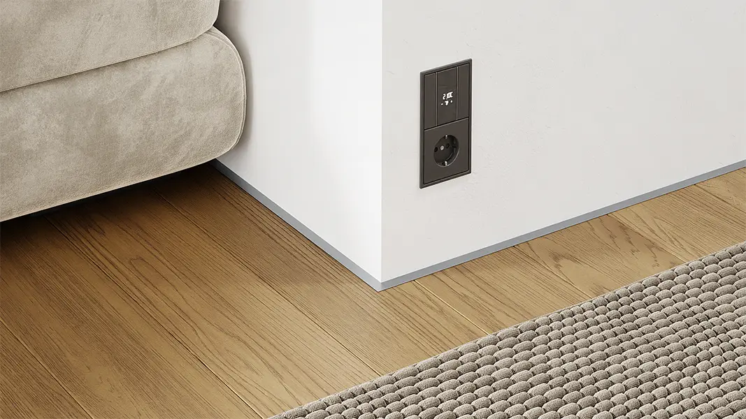 Микроплинтус для пола алюминиевый с пружинами Серый Телегрей 1 эмаль RAL 7045