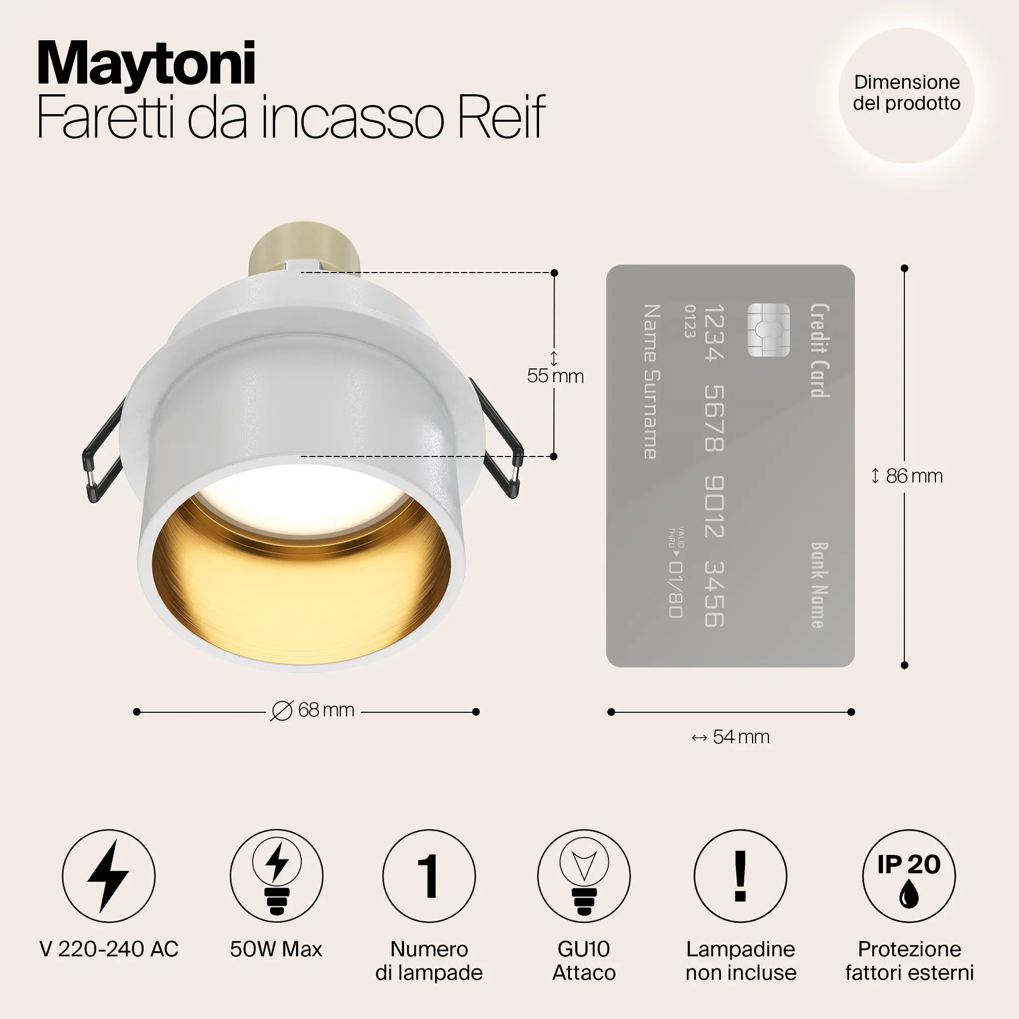 Встраиваемый светильник Technical DL050-01WG