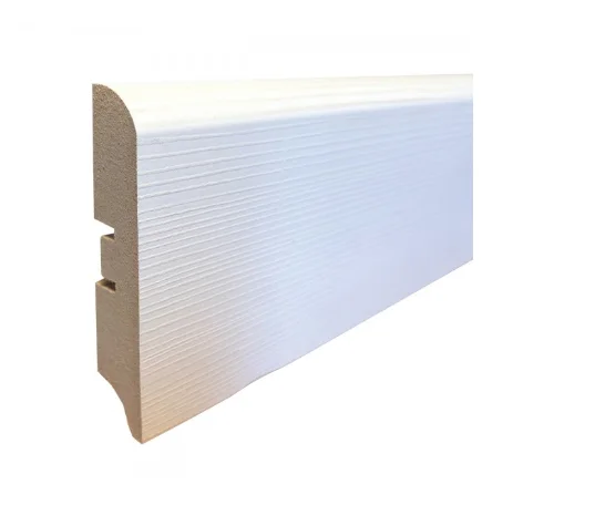 Плинтус МДФ Smartprofile Paint 3D wood 80M Фактурный белый под покраску Москва