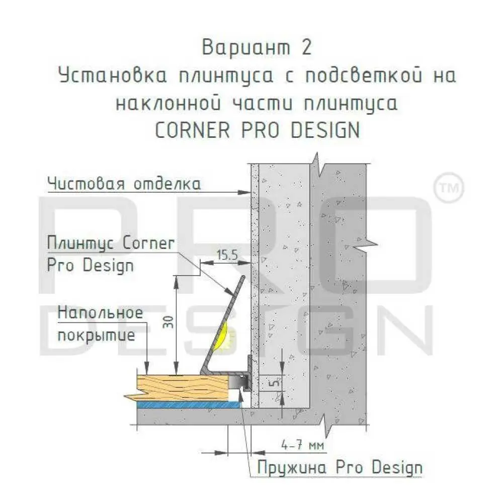 Плинтус Pro Design Corner 570 S Шампань анодированный Москва