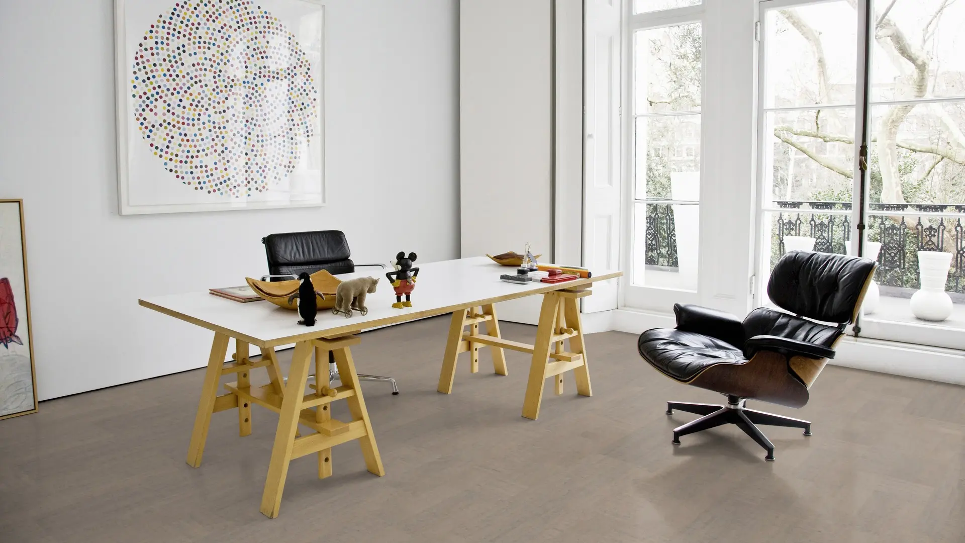 Клеевой пробковый пол Wicanders 4 мм AJ8L001 Fashionable Cement в интерьере