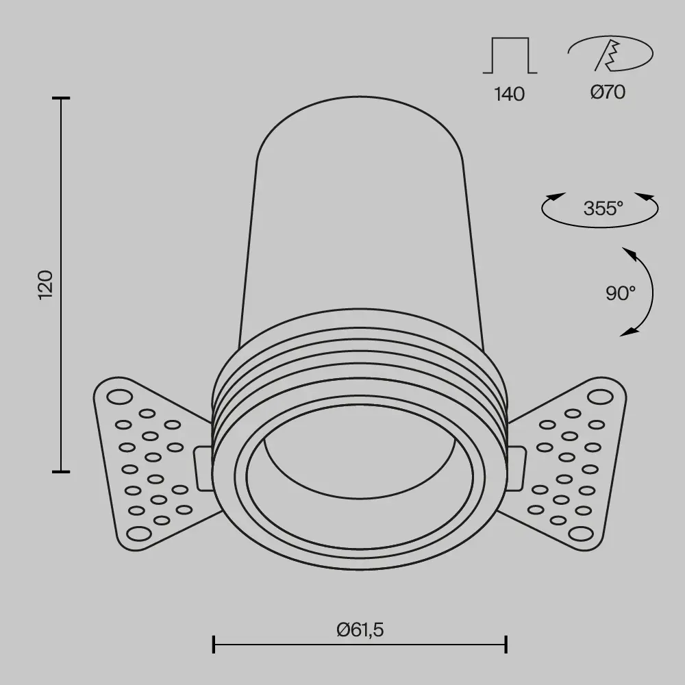 Встраиваемый светильник Technical DL125-L12-3K-TRS-W