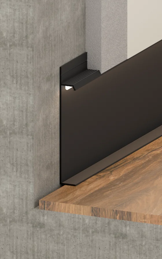 Скрытый плинтус Pro Design UNIVERSAL 235 BA Черный анодированный купить