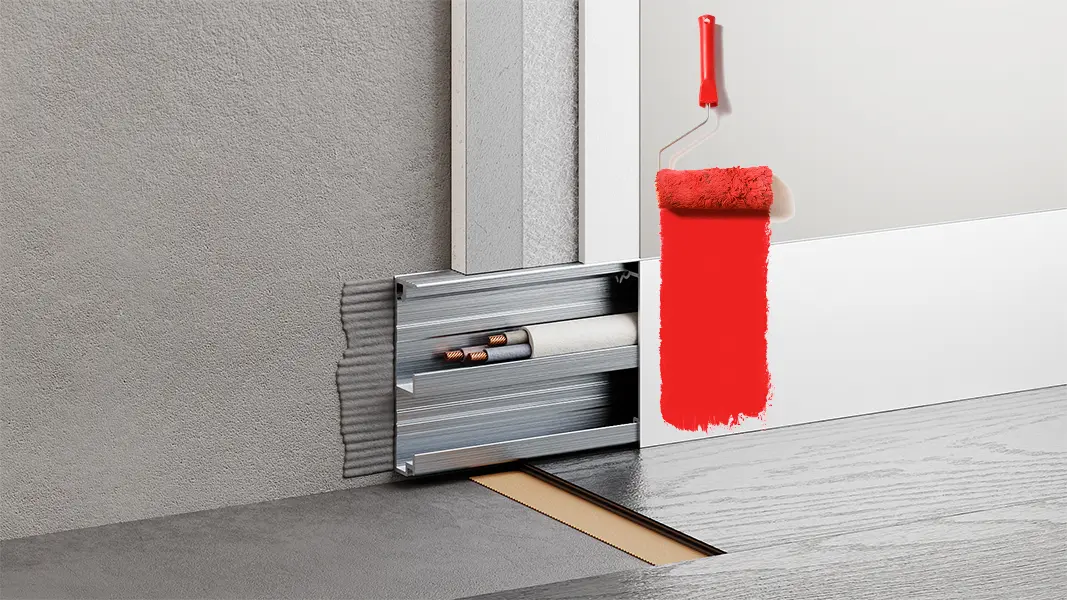 Скрытый плинтус с кабель-каналом 60 мм под покраску купить