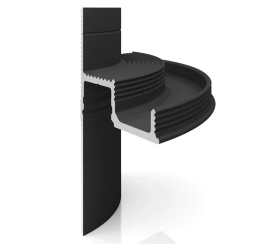 Радиусный элемент D001 на внешний угол радиус 75 мм для парящего профиля Decaro черный алюминий