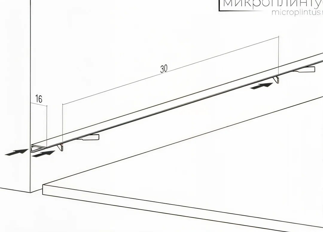 Микроплинтус для пола черный муар BFM ProFILE 3 м с пружинами