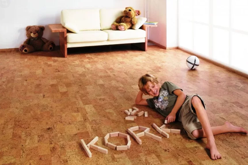 Пробковый пол в детской фото