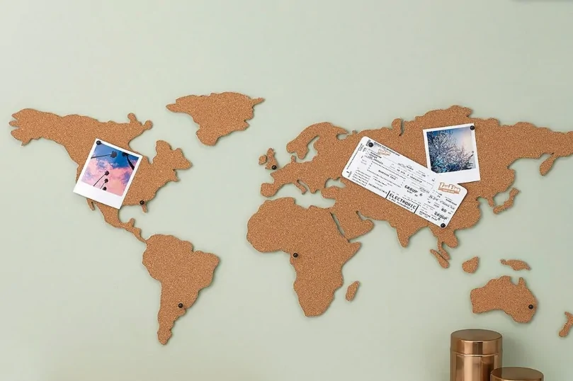 Пробковая доска для заметок карта мира