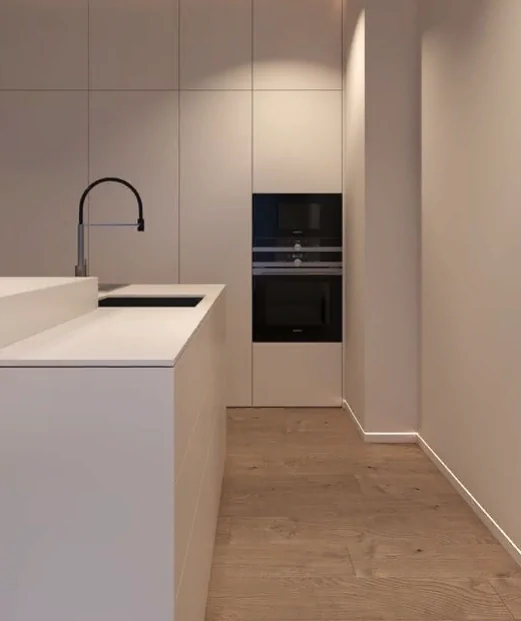 Плинтус скрытого монтажа в кухне