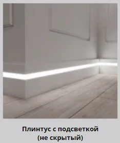 Плинтус с подсветкой LED в интерьере