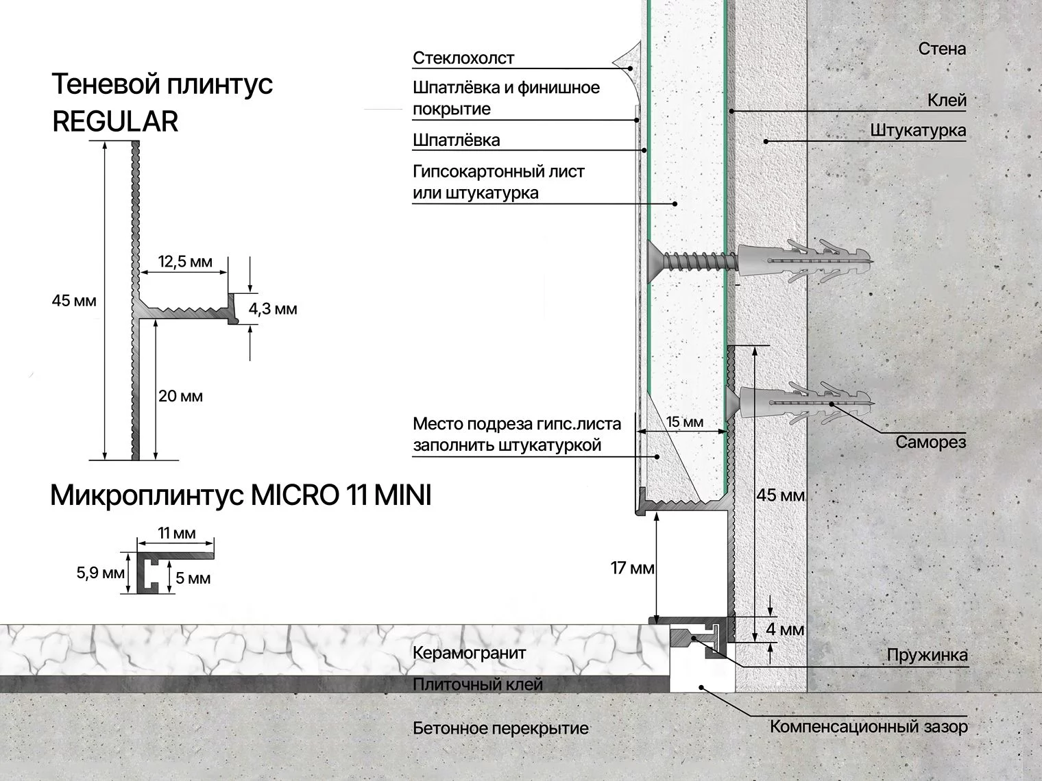 Микроплинтус Laconistiq MICRO 11 MINI Шампань светлый